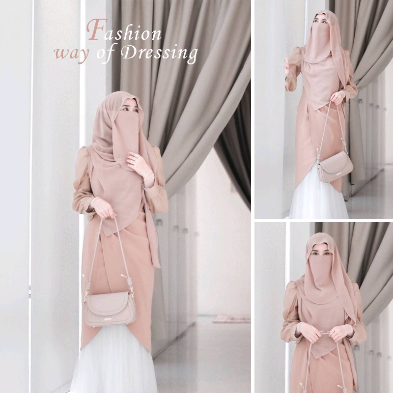 Long dress Loose  Korean Fashion Casual Midi Elegant Dress Women's High Waist Tube Top Square Collar Puff Sleeve Dress  Long Sleeve muslim dress  long dress women