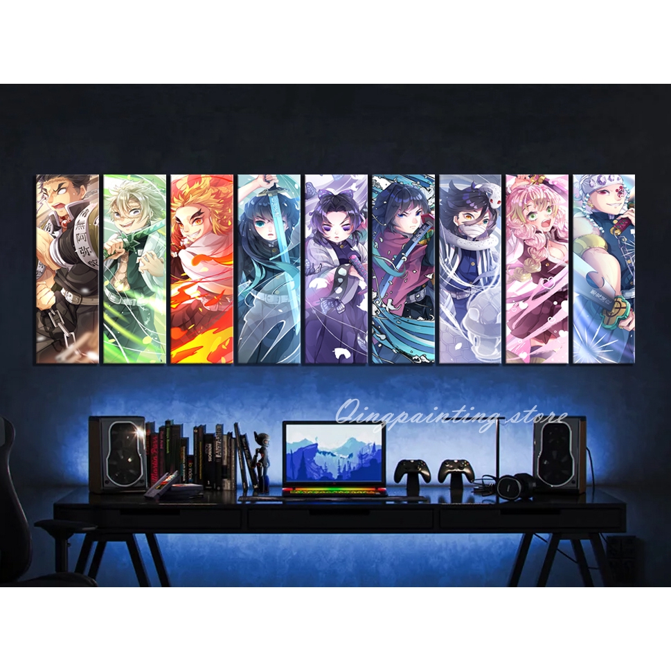 9pcs Kimetsu No Yaiba Anime Wall Pictures Demon Slayer Animation Art Canvas Painting For Children Bedroom Wall Decor Shopee Malaysia