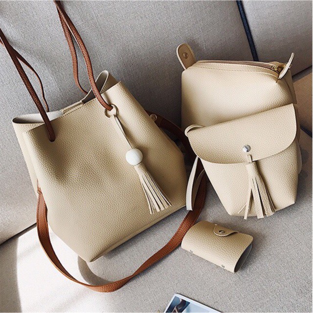 Cuteborong 4 In 1 Pearl Bucket Shoulder Bag Pearl Beg Tangan Pu Sling Bags Handbag Shopee Malaysia