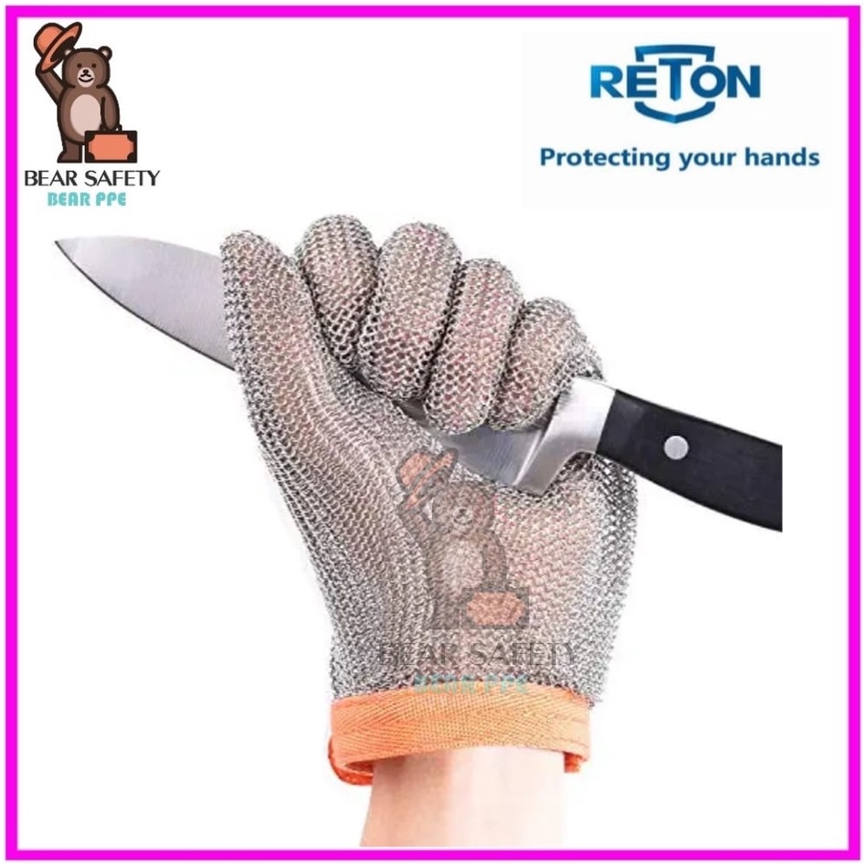RETON Stainless Steel Wire Metal Mesh Gloves for Cutting Cut