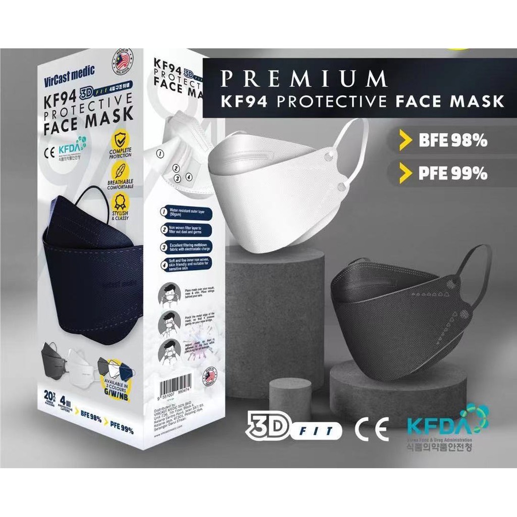 Vircast Medic KF94 Protective Face Mask 20 pcs Shopee Malaysia