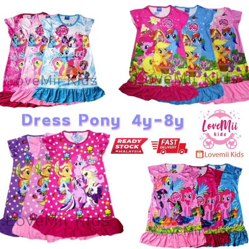 My Little Pony Sleepwear Nightwear Girls Fashion Kids Children Pajamas Dress 4 8y Baju Kanak Kanak Perempuan Pony Shopee Malaysia