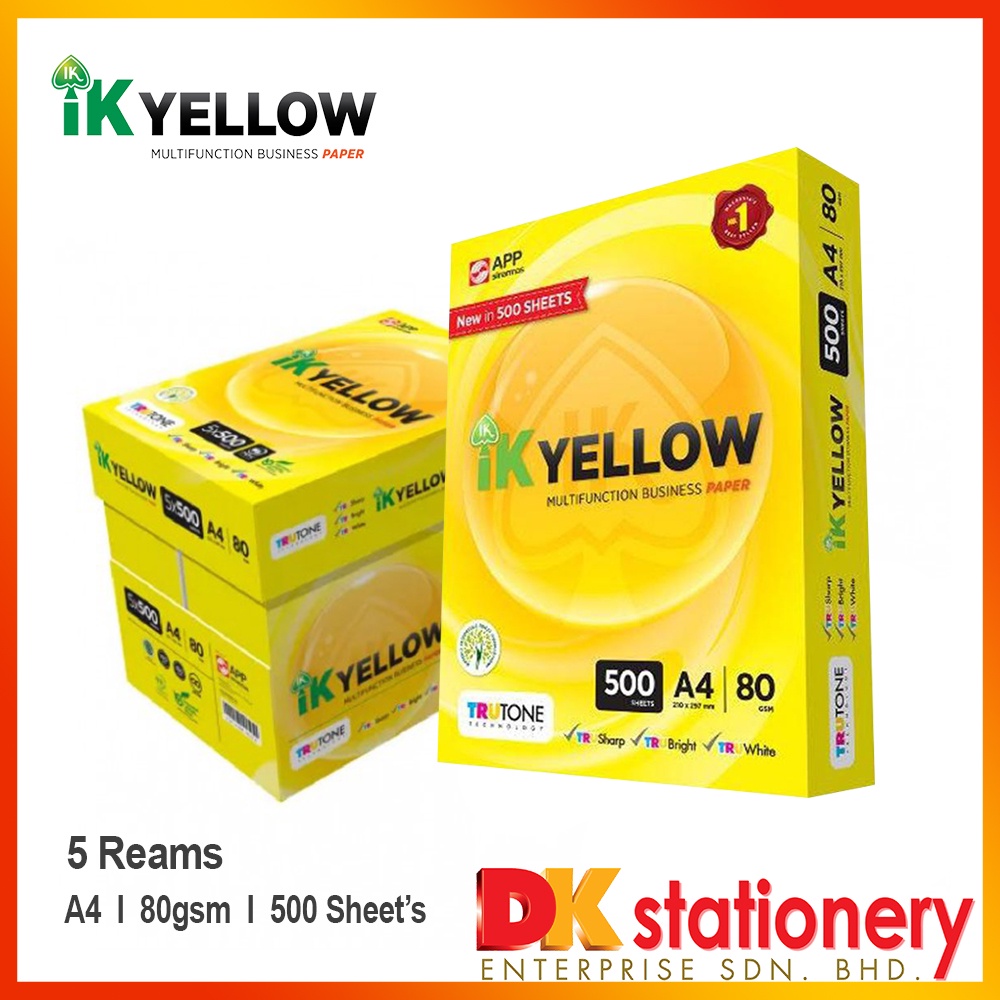 IK Yellow A4 Copier Paper 80gsm 500's (5reams) Shopee Malaysia