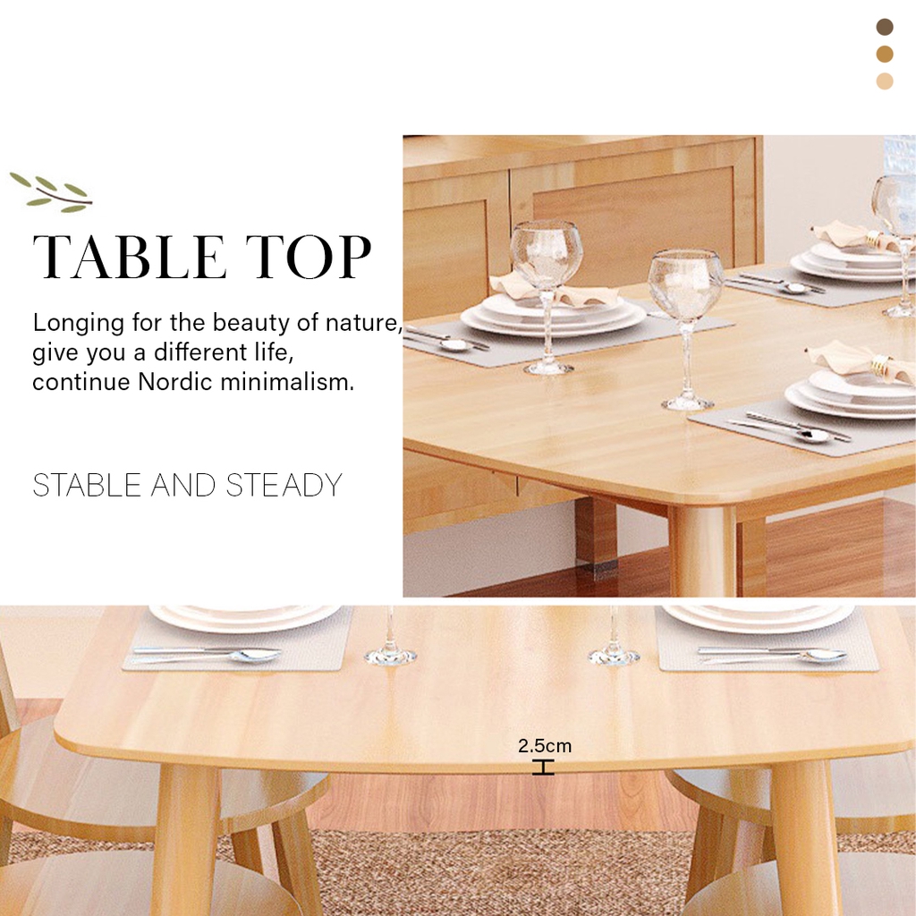 FINSSO: Ganda Rubber Solid Wood Dining Table Set With 4 Chairs/ meja makan/ 餐桌