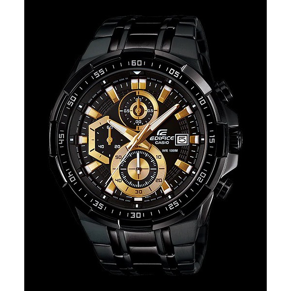 casio edifice black and gold watch