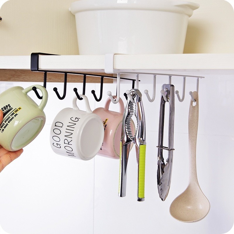 6 HOOKS Kitchen Metal Cabinet Hook Utensils Hanger Alat Sangkut Senduk Sudip Alat Sangkut Peralatan Masak Towel Hanger