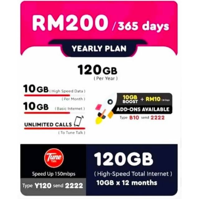 Tune Talk Yearly Data Plan With Free Gift Shopee Malaysia