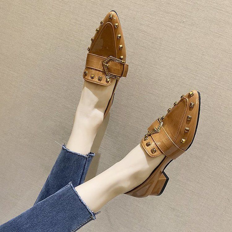Women's shoes 2021 trendy shoes with pointed thick heels are fashionable, versatile, casual and simp