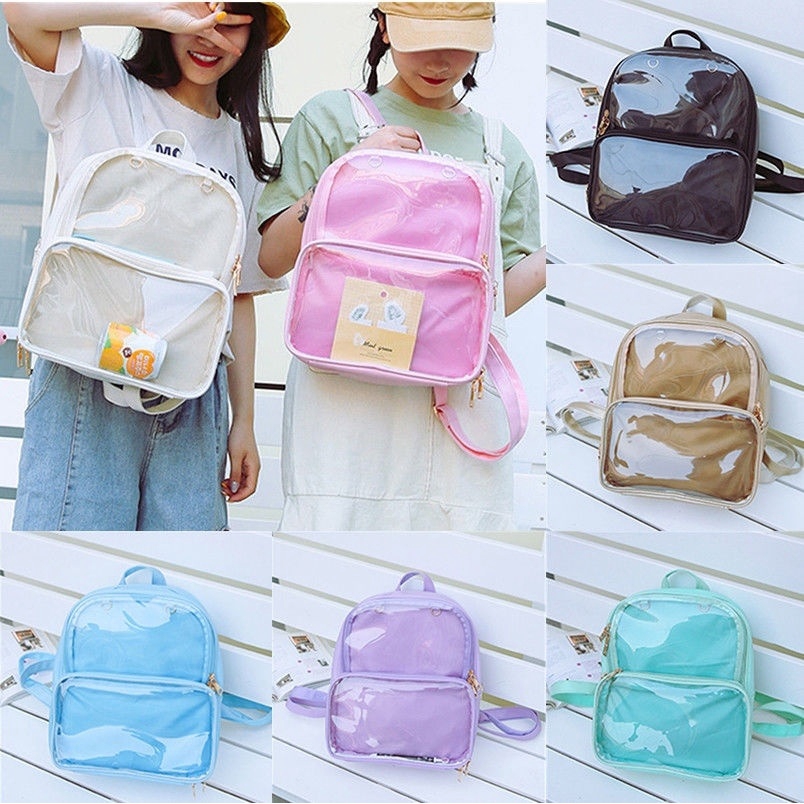 7 Colors CLEAR ita bag Transparent itabag Pin Display Backpack school bags HOT! 