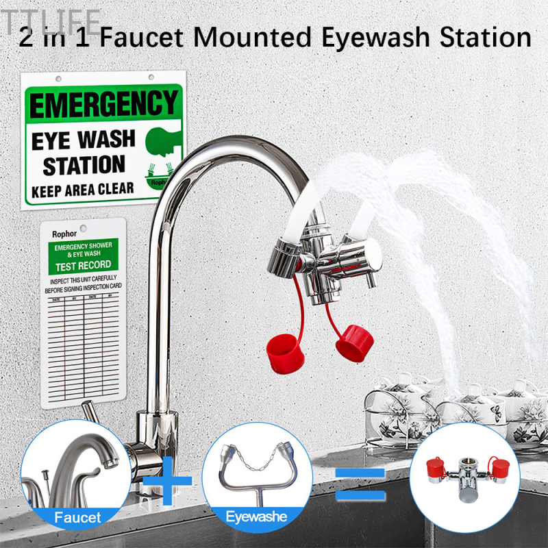 Eye Wash Station Emergency Eyewash Stations Faucet Mounted for Sink Attachment 