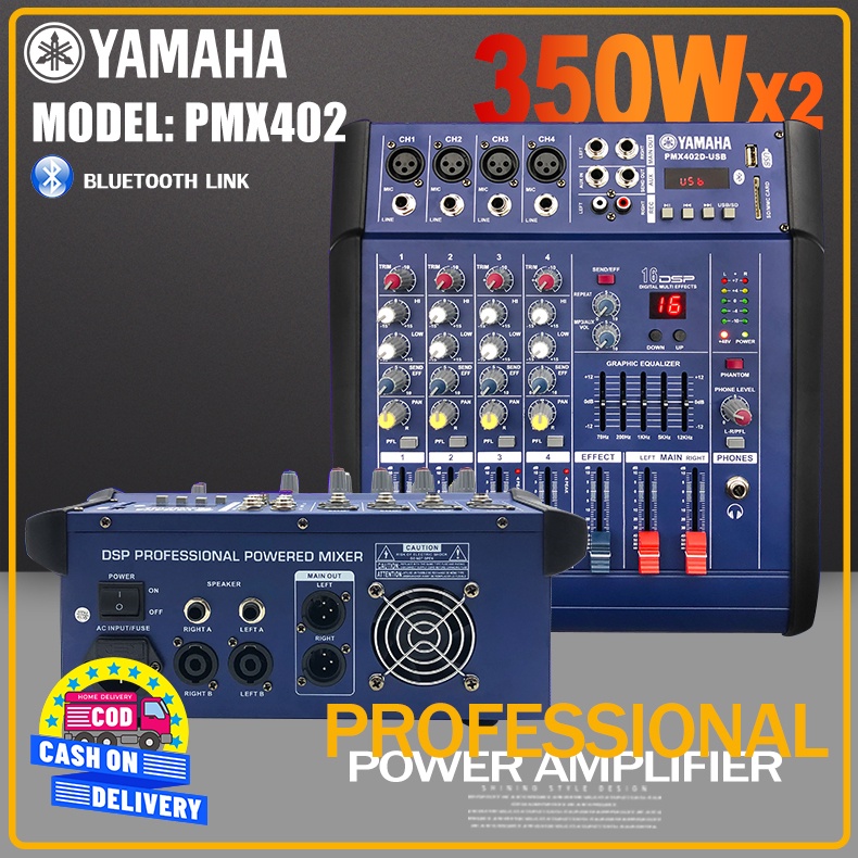Yamaha PMX402DUSB 4channel mixer builtin amplifier with Bluetooth stage professional mixer