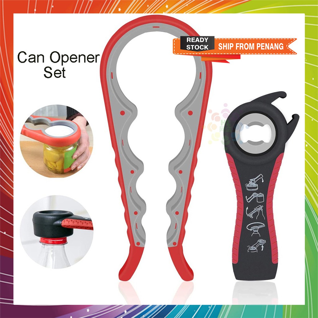 Multifunction Can Opener Set 4-in-1 & 5-in-1 Bottle Opener Jar Opener Kitchen Helper Tool 多功能瓶盖塑料开瓶器套装