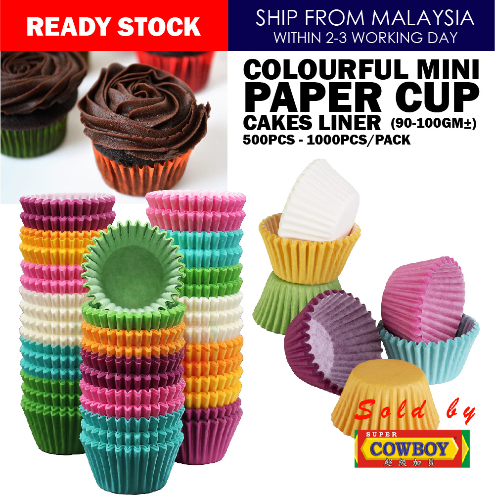 (±1000pcs) 90-100gm Colorful Mini Paper Cup Cakes Liner / Kertas Mini ...