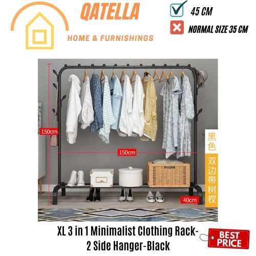 XL Size 3 in 1 RAK  BAJU  Clothes Rack Hanging Organizer 