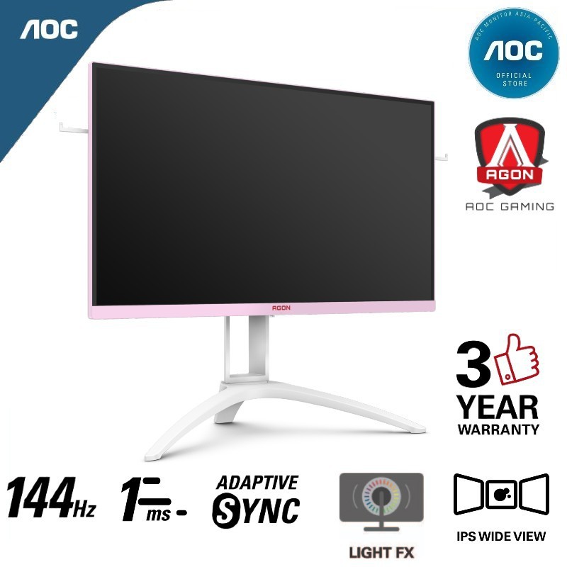 Aoc Ag273fxr 27 Fhd Ips 144hz 1ms Gaming Monitor White Pink Shopee Malaysia