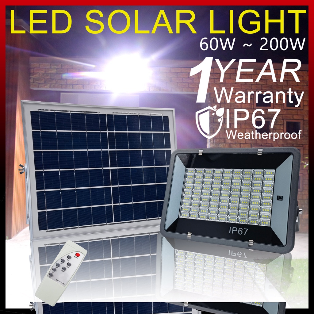 LZ Solar Spotlight LED Flood Light Solar Powered Spotlight Solar Floodlight Outdoorlight 60W 120W 200W [Ready Stock]