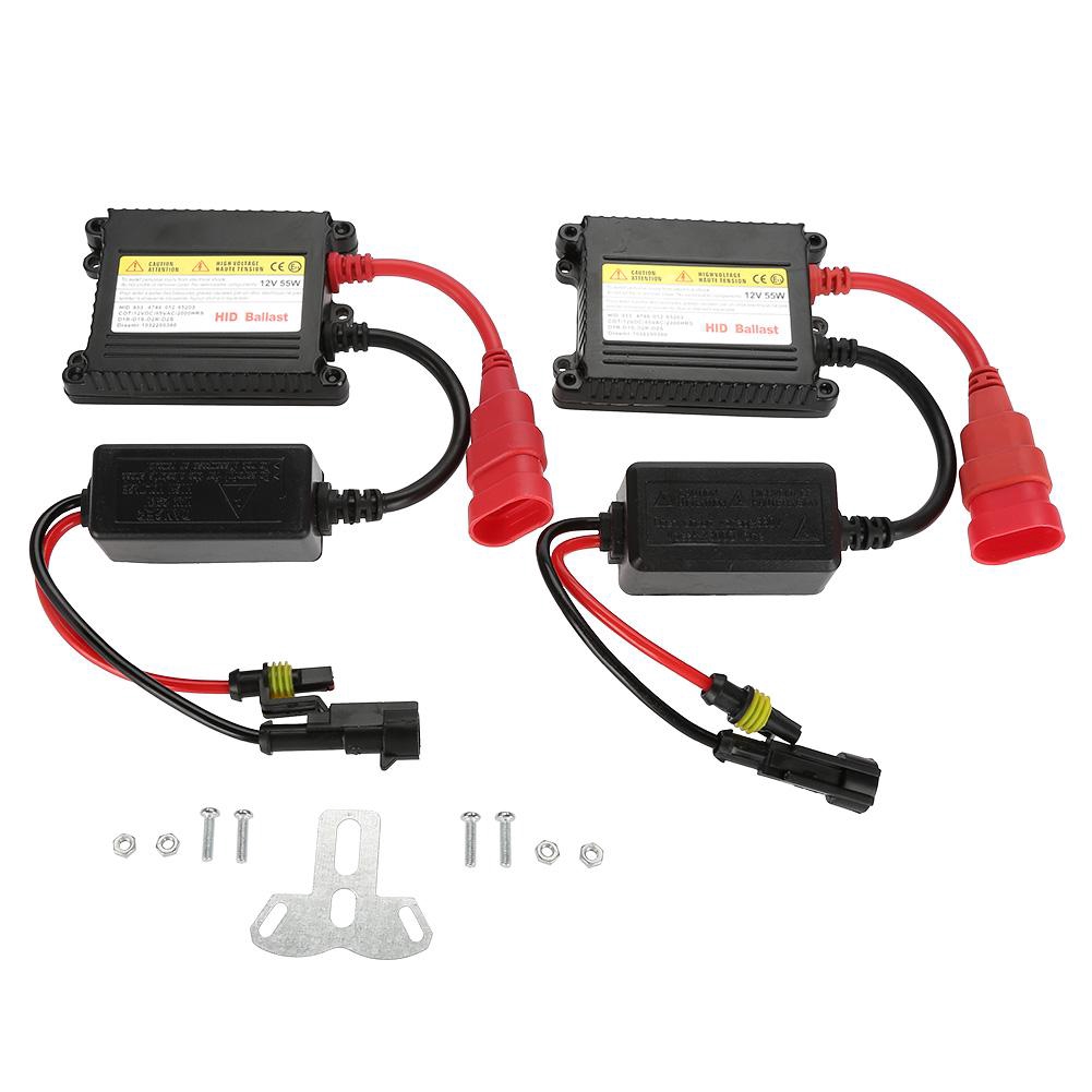 2Pcs DC 12V HID Ballast 55W Universal Digital DC Ballast Replacement Conversion Kit forfor H1 H3 H7 H8 H9 H11 9005 9006 H4 55Watts 