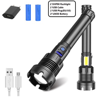 400000LM xhp90 Ultra Bright LED Flashlight 18650 USB Rechargeable Torch Light US 