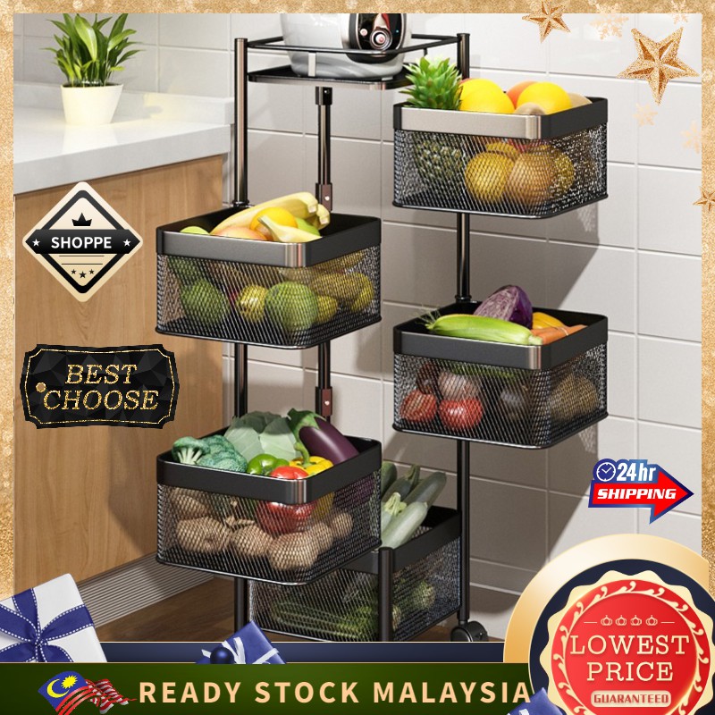 【TD】Stainless Steel Rak Dapur Kitchen Rotating Rack Vegetable Spice