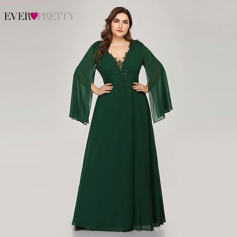 green formal plus size dress