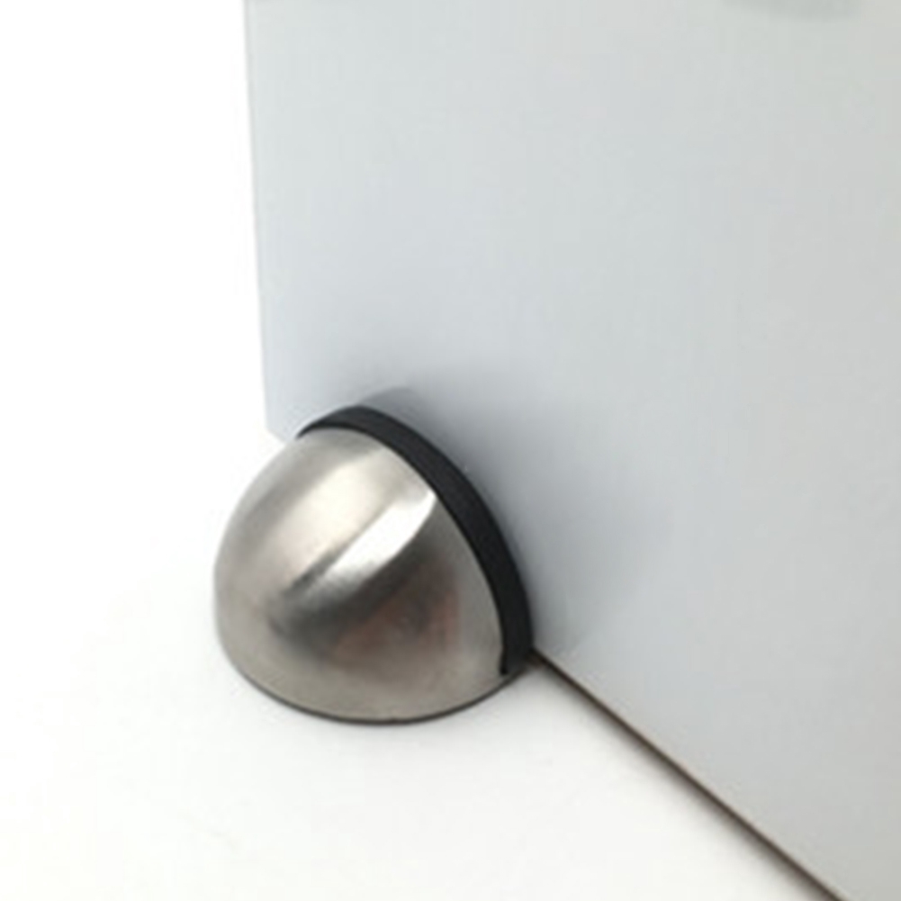Stainless Steel Oval Door Stop Chrome Stopper Floor Rubber 44 5mm