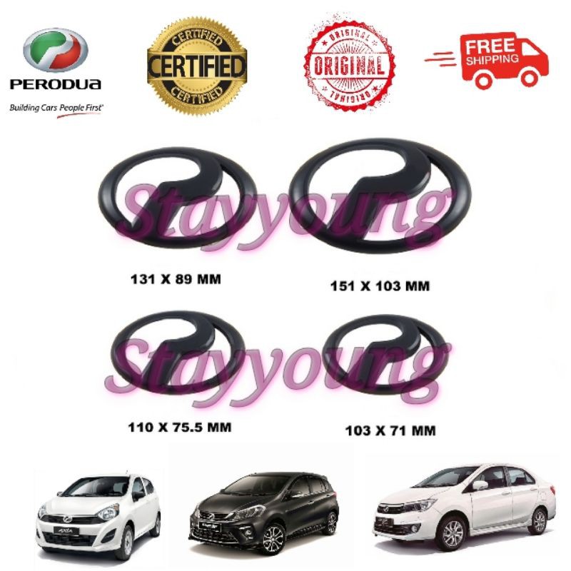 Buy Perodua Genuine Myvi Ativa Aruz Alza Bezza Axia Icon Myvi New Front Rear Logo Emblem Flat Black Seetracker Malaysia