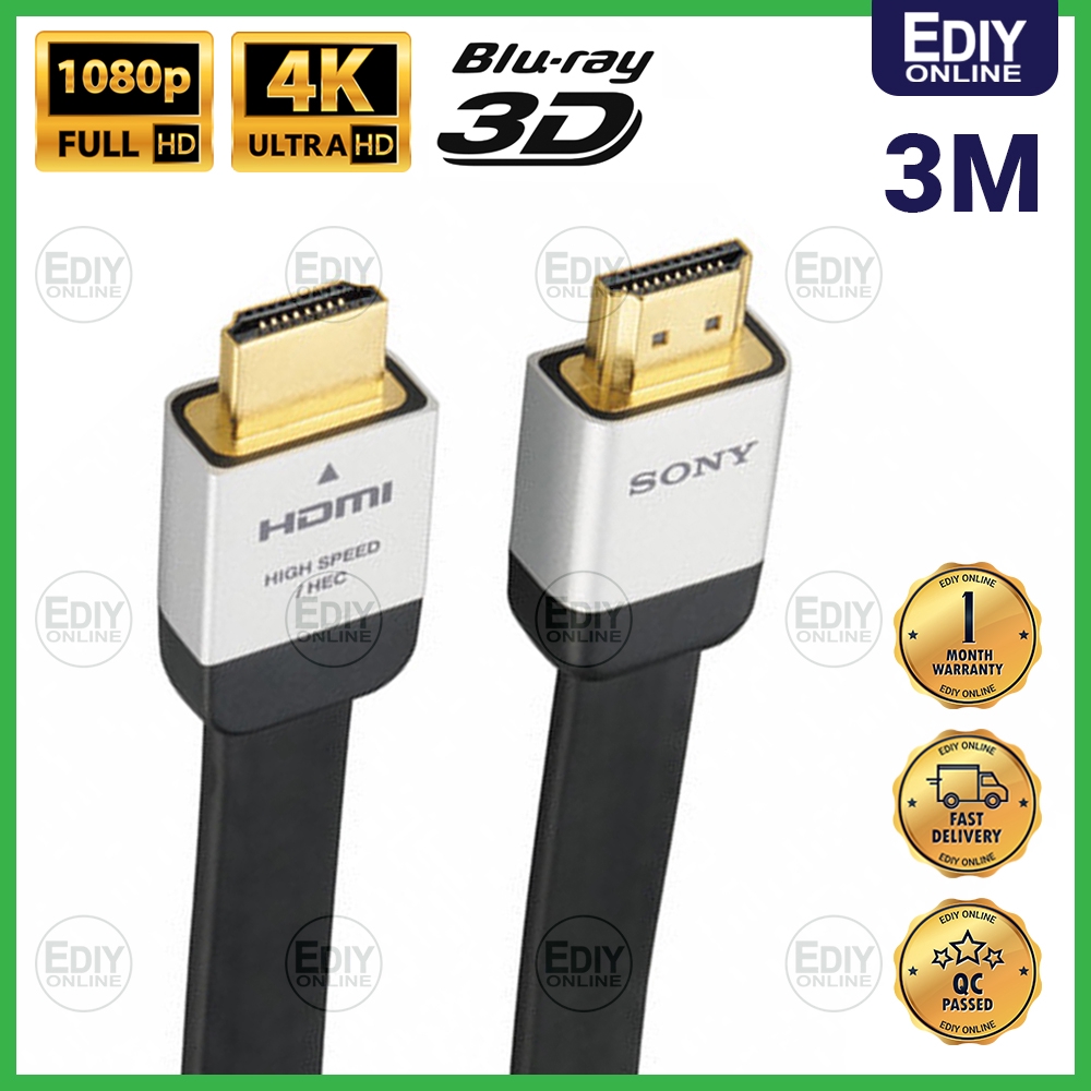 Sony Hdmi ( 3M / 2M ) Gold Plated 3D V.1.4 Hdmi Cable RANDOM COLOR