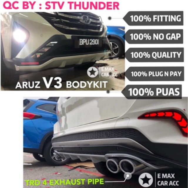 PERODUA ARUZ V3 BODYKIT/ FRONT+REAR BUMPER PROTECTOR 