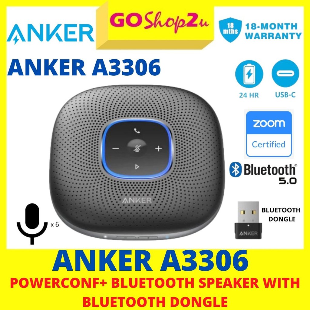 Anker PowerConf Bluetooth Speakerphone, 6 Mics, Enhanced Voice Pickup ...