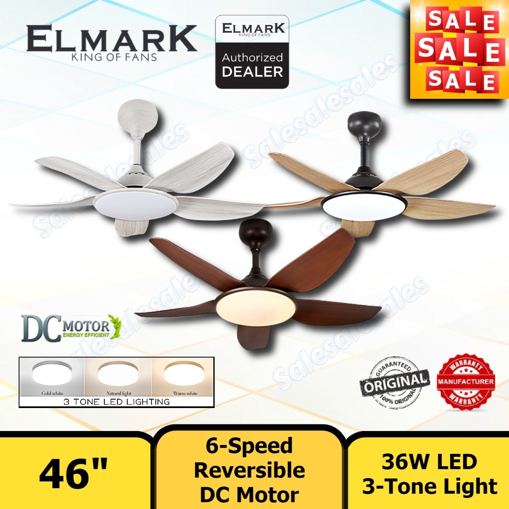 Elmark 46 Designer Remote Ceiling Fan With Led Light Kipas Siling Model Sunflower Shopee Malaysia