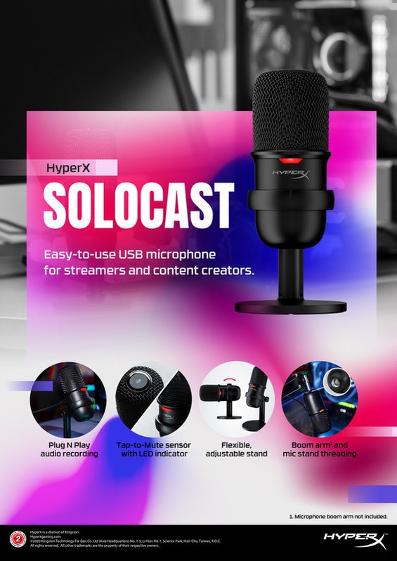 HyperX Solocast - USB Condenser Gaming Microphone, For PC, PS4, And Mac ...