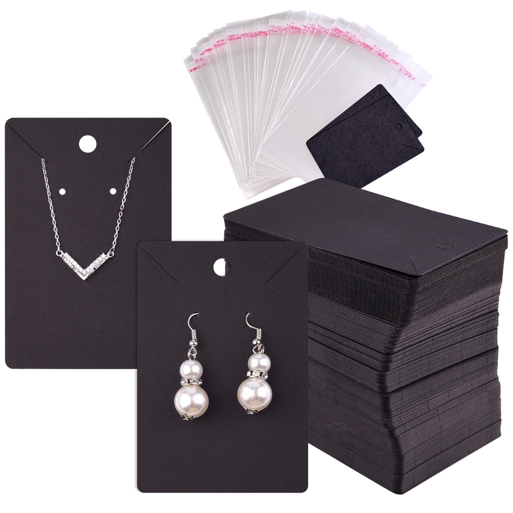 120 Pcs Black Earring Display Card with SelfSeal Bags Earring Card