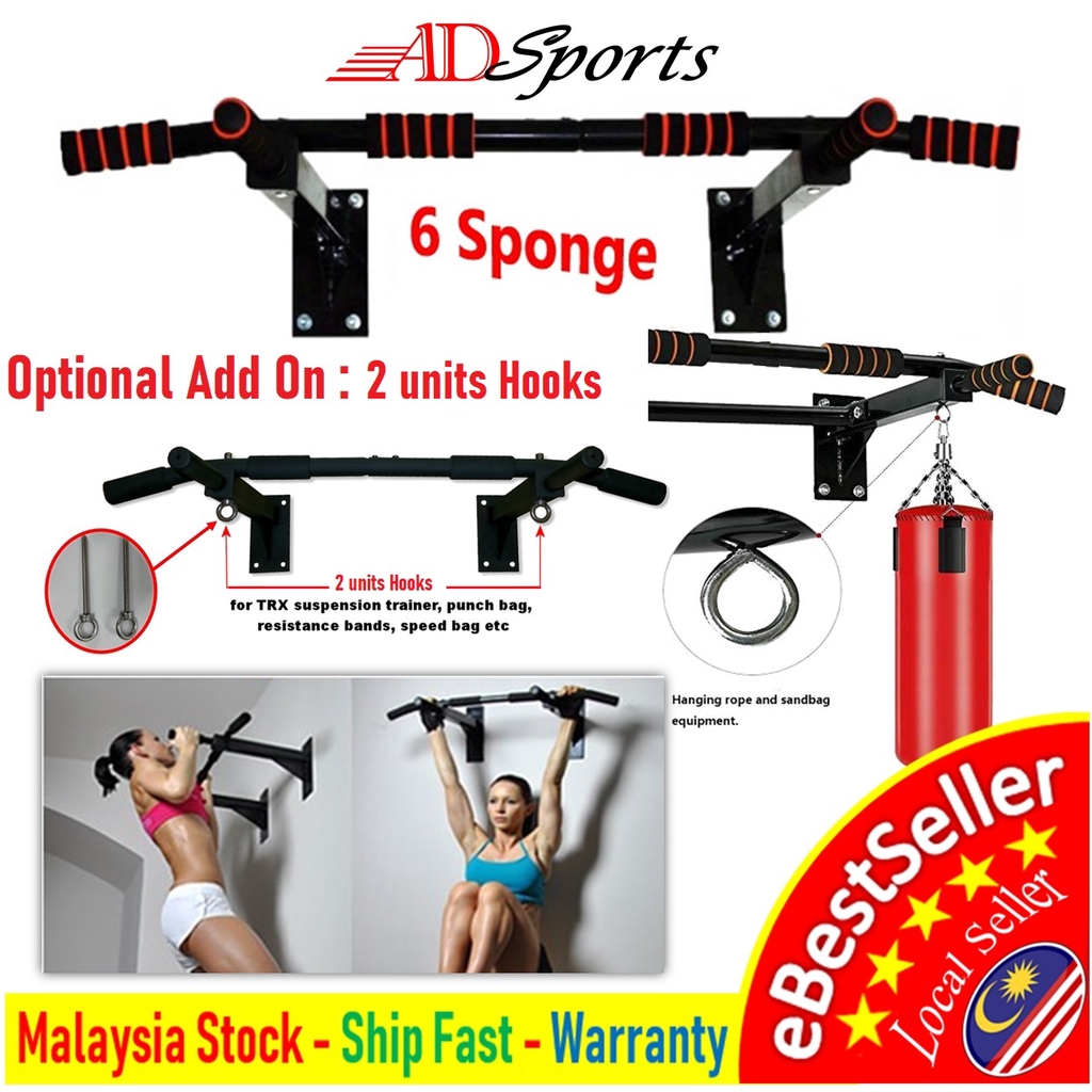 Gym Fitness Exercise Wall Mount Horizontal Body Building Pull Up Chin Up Bar Hang Sandbag Punching Bag Resistance Band