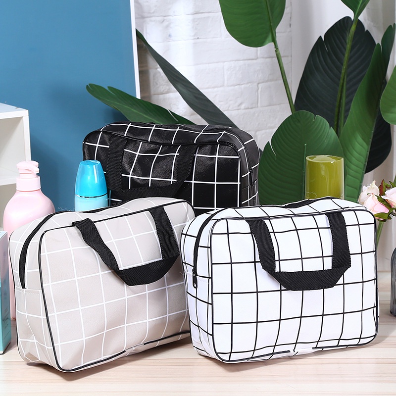 Women Travel Cosmetic Bag Bathroom Makeup Bags Black White Grey Blue Large Tote Casual Storage Toiletry Wash Bag Handbag