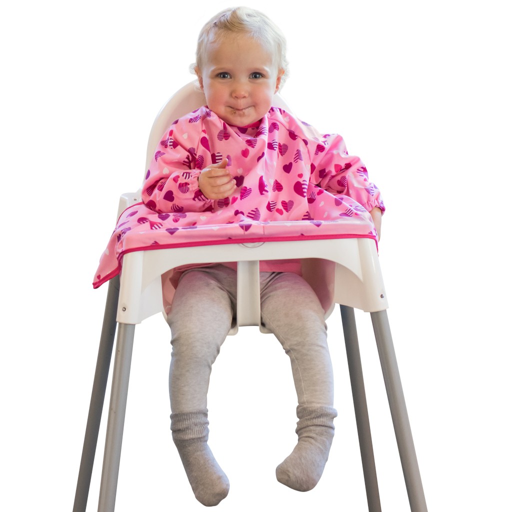 New Tidy Tot Cover & Catch Smock Bib attaches to highchair NO More Gaps No Baby led weaning BLW Mess Long Sleeve Coverall Water-Resistant 