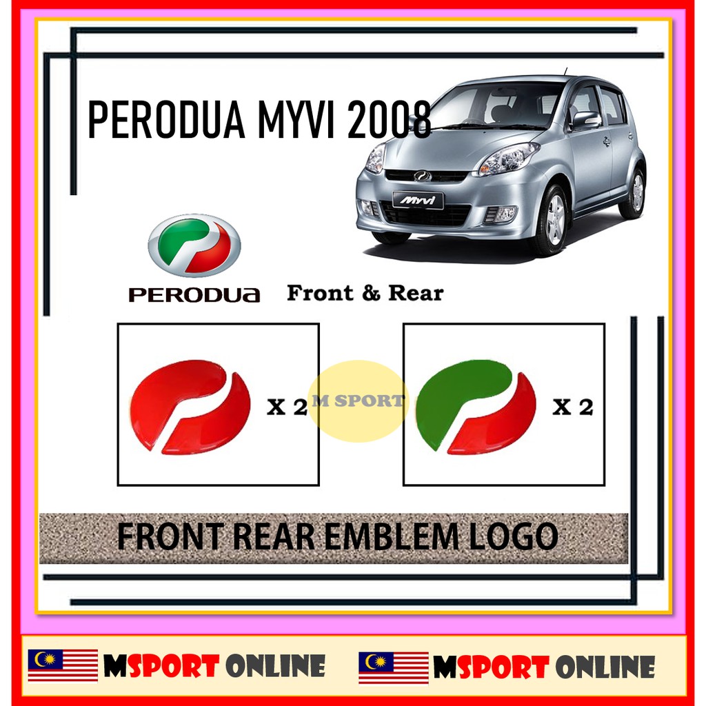 Perodua Myvi 2008 Emblem Logo 2pcs Front Rear Sticker Shopee Malaysia