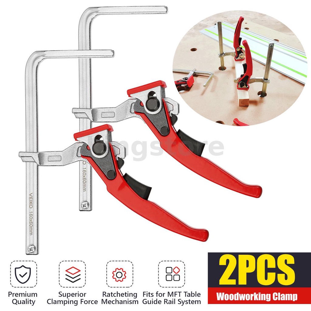 VEIKO 2PCS Upgrade Alloy Steel Quick Ratchet Track Saw MFT Clamps for