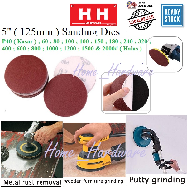 4" (100mm) 5" (125mm) Red Abrasive Sand Disc with Hook Loop Mesh Grip Sanding Velcro ; Kertas Pasir Polish P40-1000# 圆砂纸