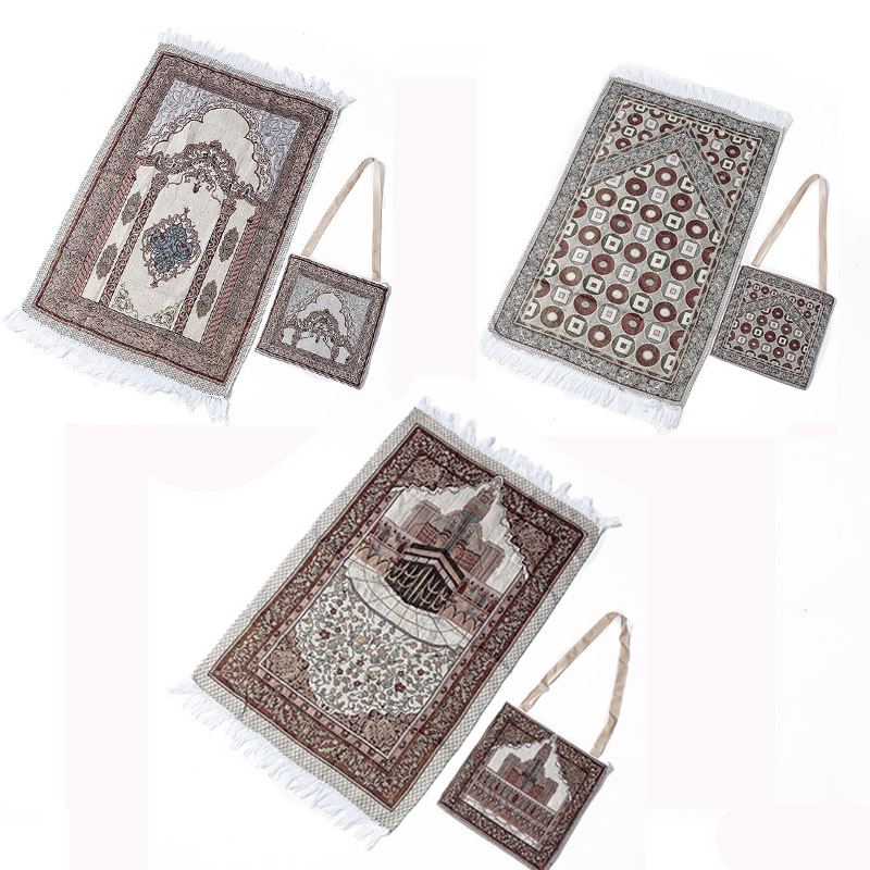 Sejadah Gebu Thin Prayer Mat Bag Set Islamic Muslim Travel Prayer Rug Praying Carpet Mat Pouch