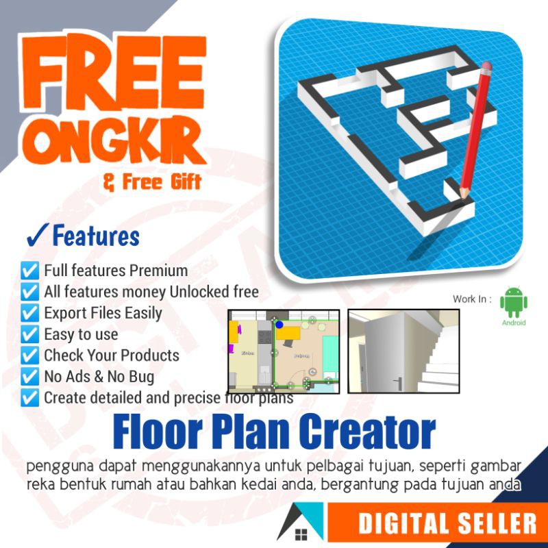 aplikasi yang membantu anda membuat design dan membuat gambar dengan mudah dan cepat | Floor Plan Creator Pro