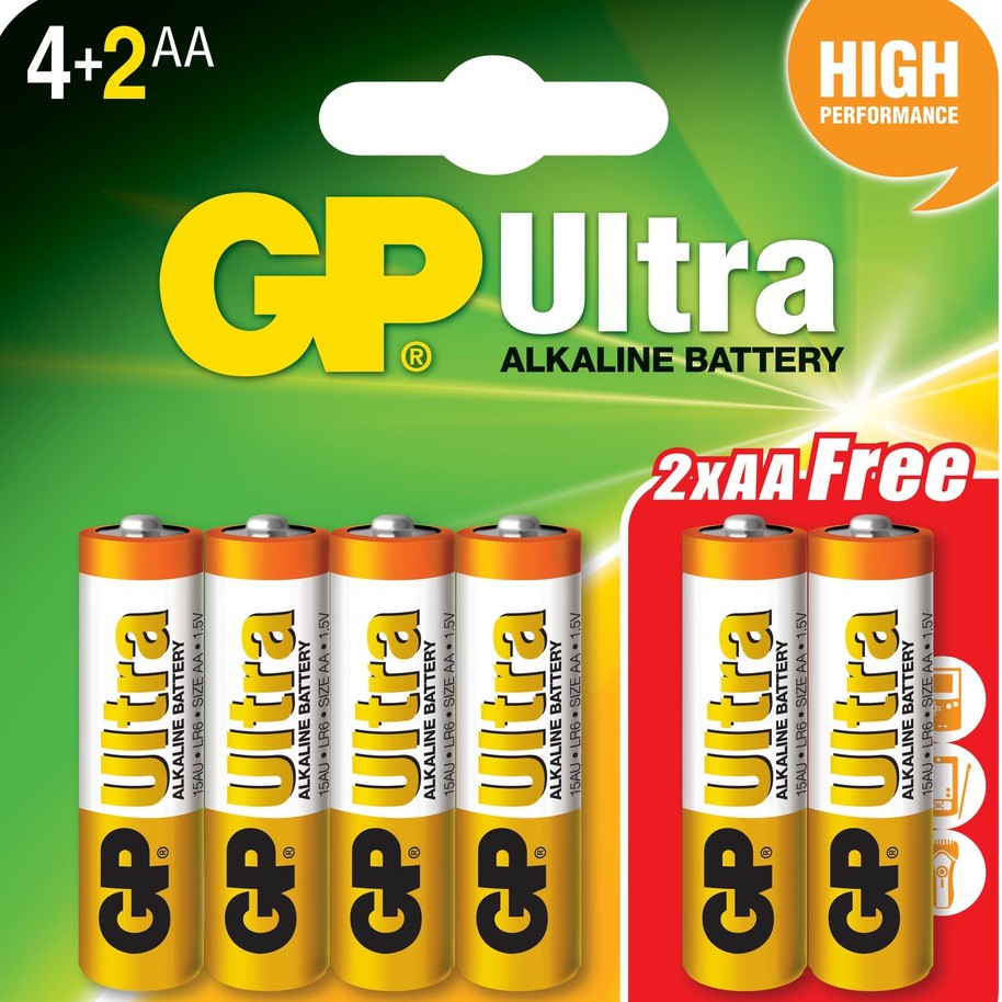GP ULTRA ALKALINE 15AU 4PCS FREE 2PCS AA BATTERY---Expired 2025 ...