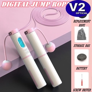 (BALL) Digital Jump Rope Counting Skipping Rope Lose Weight Steel Wire Counter Ropeless Strong Fitness Equipment Ropes