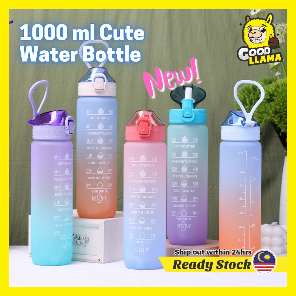 1000ML Cute Water Bottle Gradient Color Matte Large Kids Children Botol ...