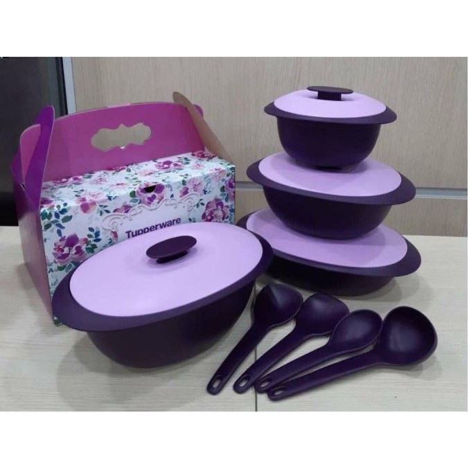 [READY STOCK] TUPPERWARE PURPLE ROYALE SERVEWARE SET / BLOSSOM