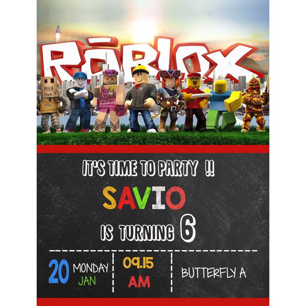 Editable Roblox Game Birthday Invitation Digital File