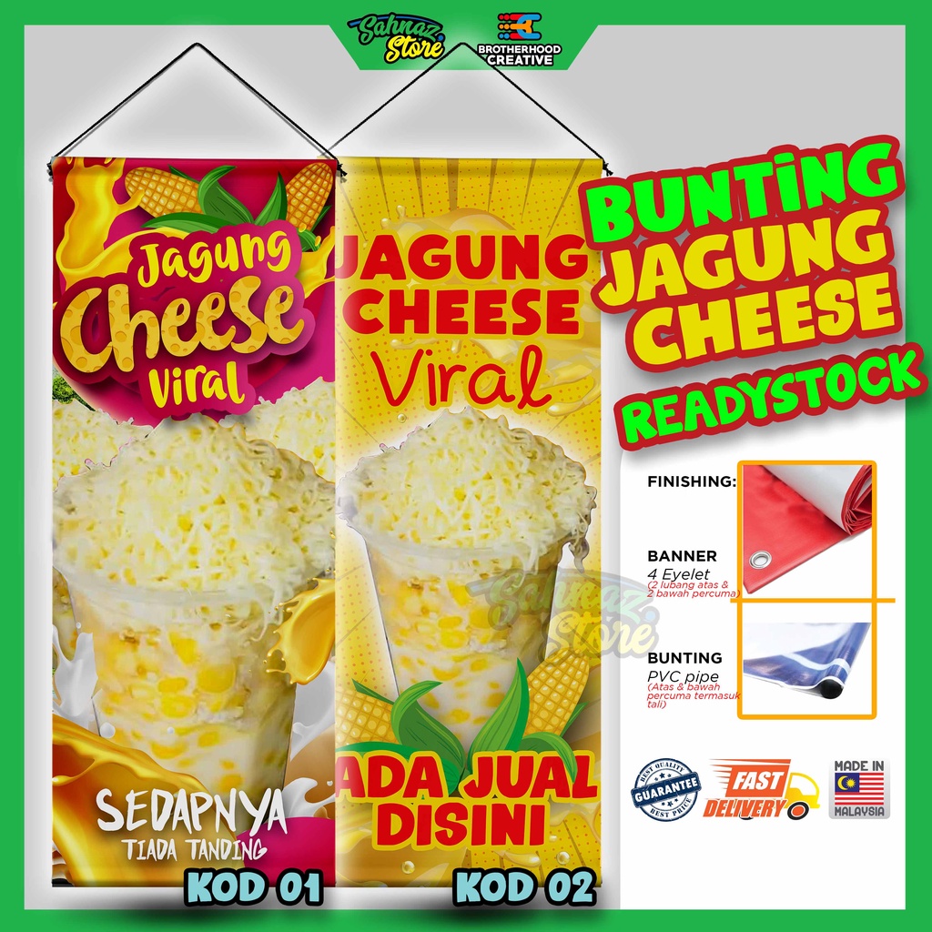 Bunting Banner Jagung cheese padu viral High quality printing banner
