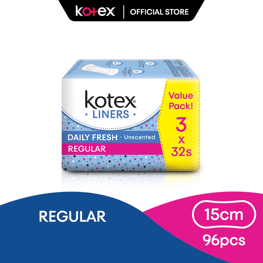 Kotex Liners Regular Unscented (32 pcs x 3 Pack) Shopee Malaysia