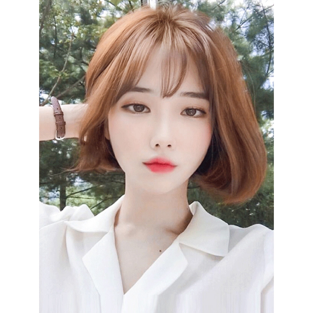 Wig 3161Girls Short Hair, Korea Air Bangs Grandma Ash Natural Realistic  Bobo Head Pear Head in Button Curly Hair | Shopee Malaysia