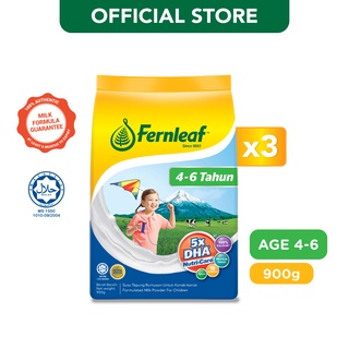 Image of Fernleaf Milk Powder for Children 4 - 6 years (Plain) 900g x 3