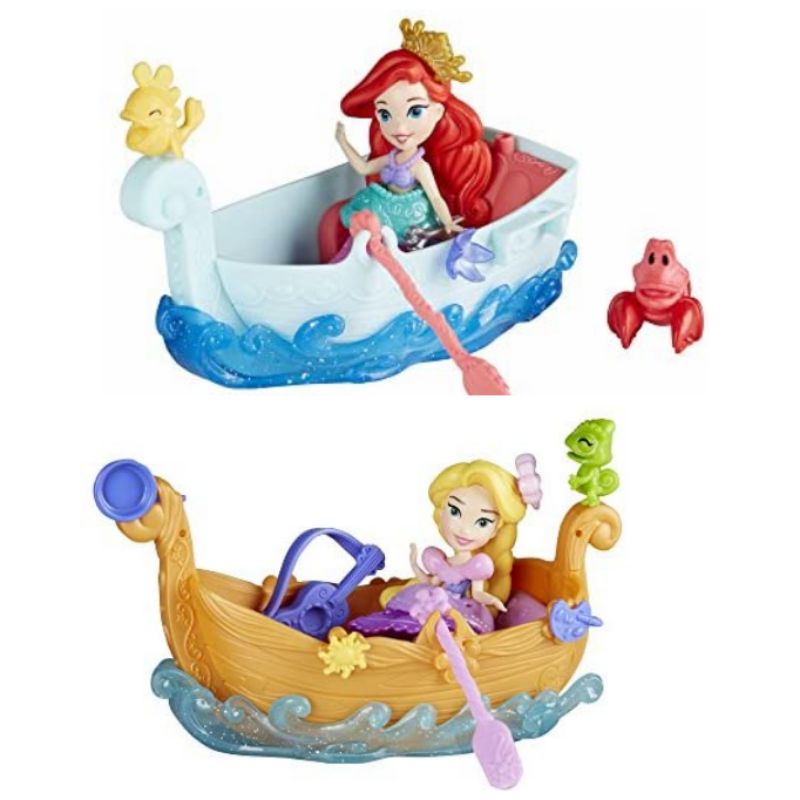 Disney Princess Ariel mermaid & Rapunzel friendship cruise snap ins fashion change doll toys for girl floating boat